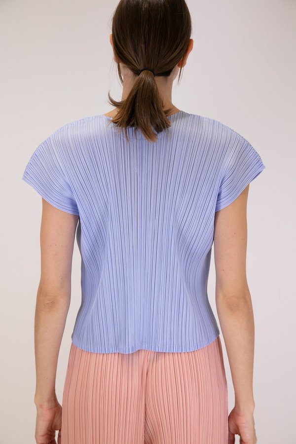 Issey Miyake Pleats Please Short Sleeved Top - Blue | Garmentory