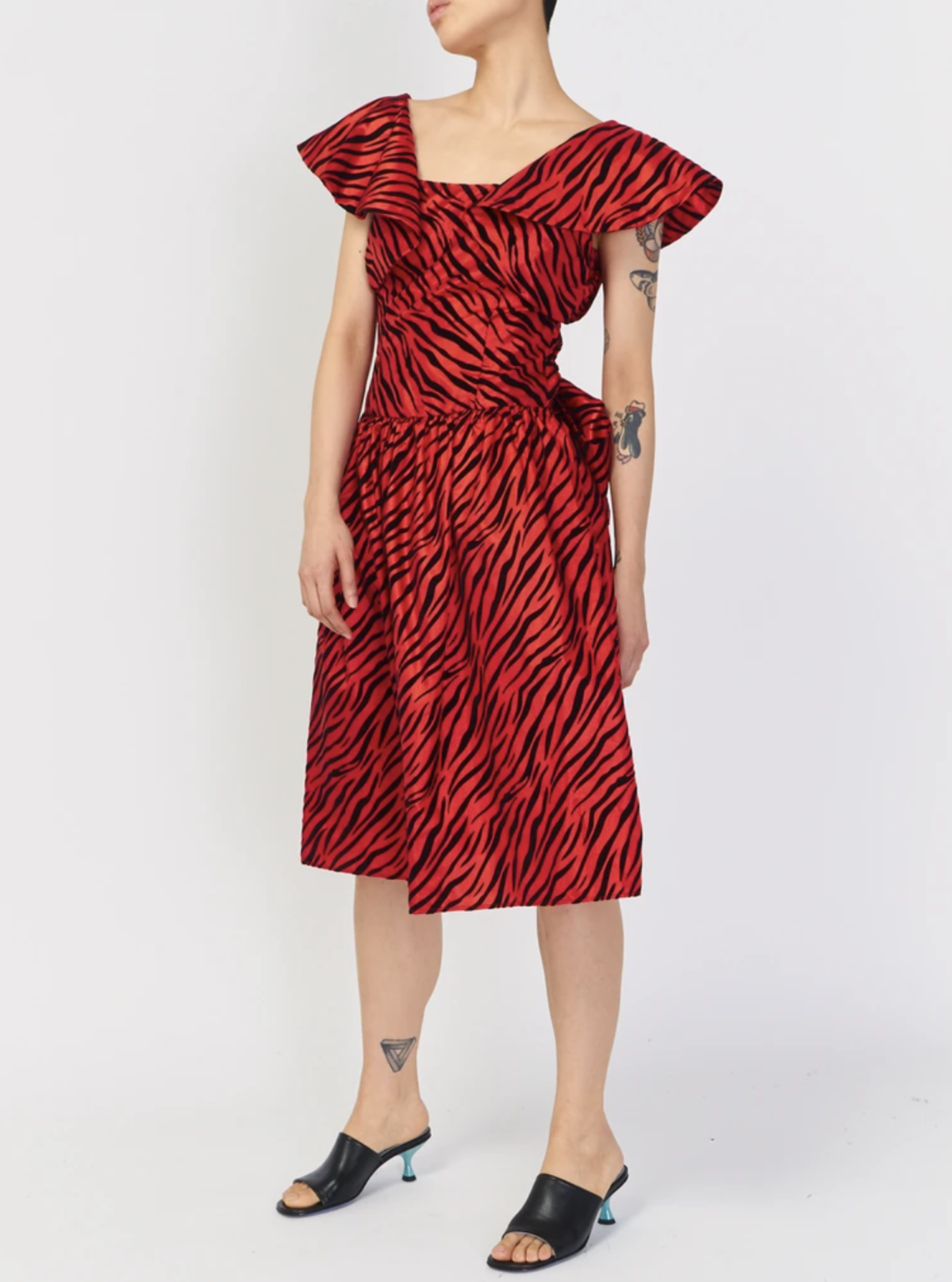 Batsheva Taffeta Bow Back Dress Red Zebra Garmentory