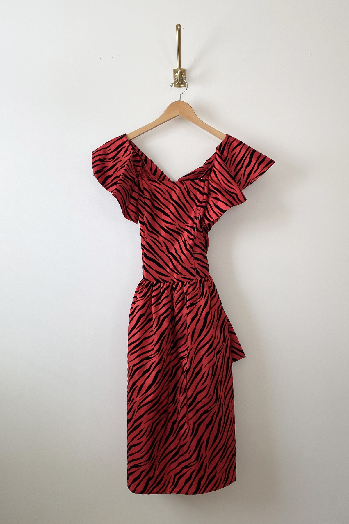 Batsheva Taffeta Bow Back Dress Red Zebra Garmentory