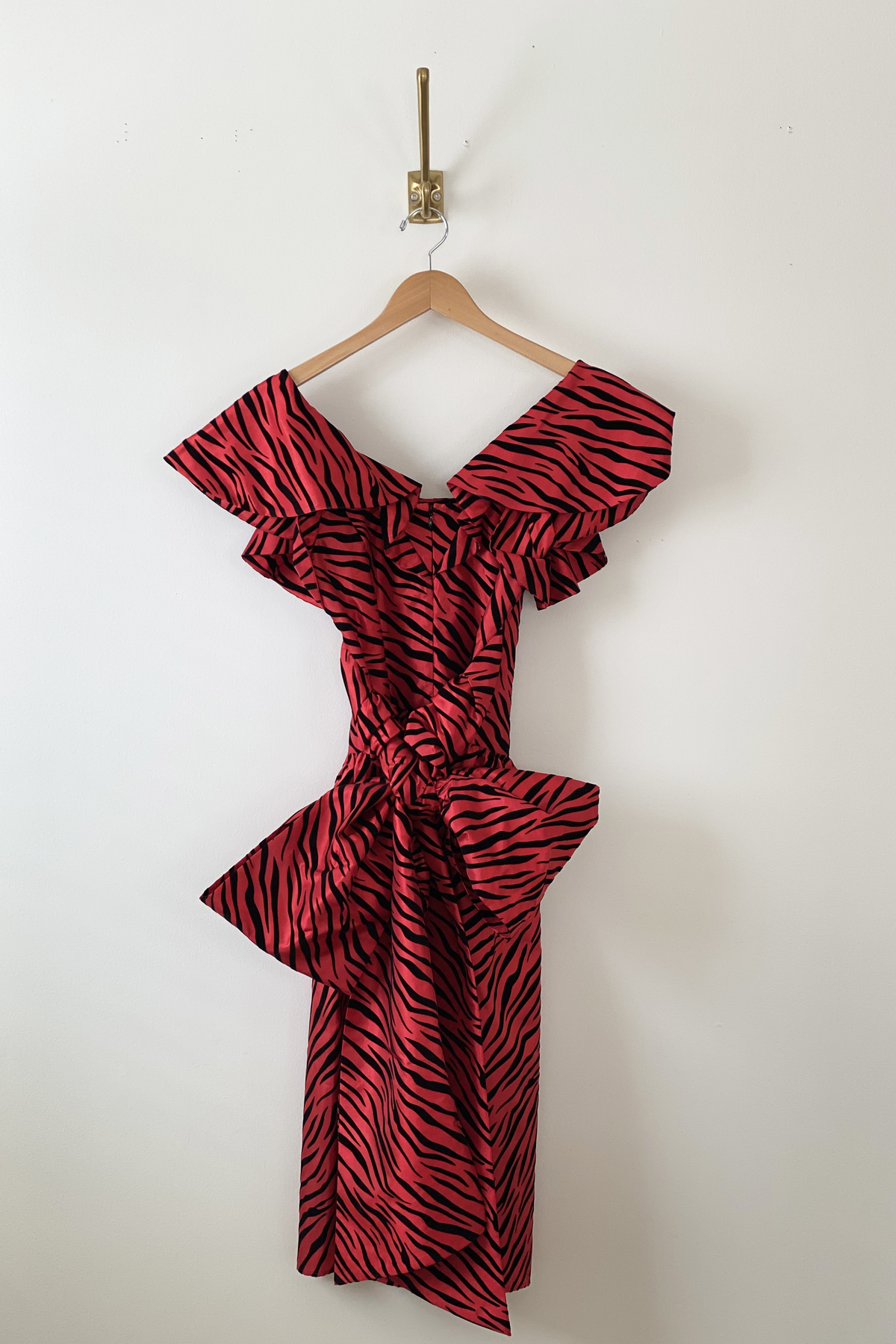 Batsheva Taffeta Bow Back Dress Red Zebra Garmentory