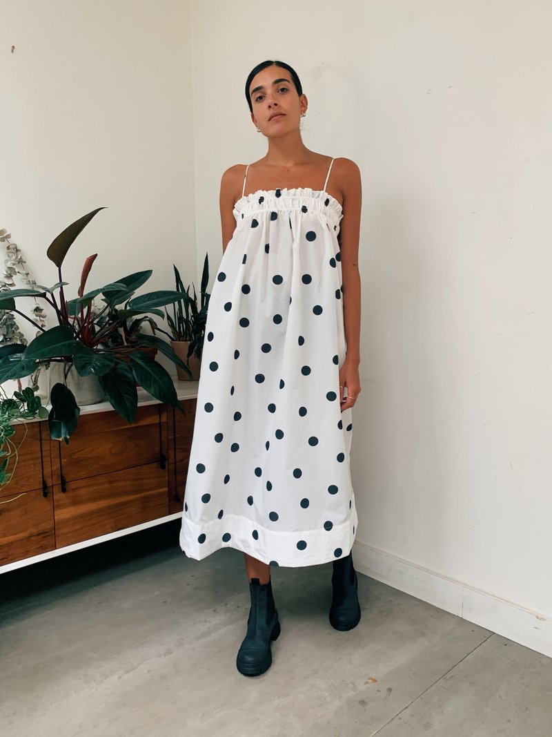 Ganni Recycled Polyester Strap Dress - Egret Ganni Recycled Polyester Strap Dress - Egret