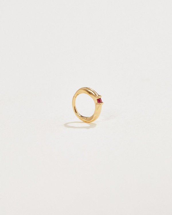 Pamela Love 8mm Floating Square Ruby Huggie Pamela Love 8mm Floating Square Ruby Huggie