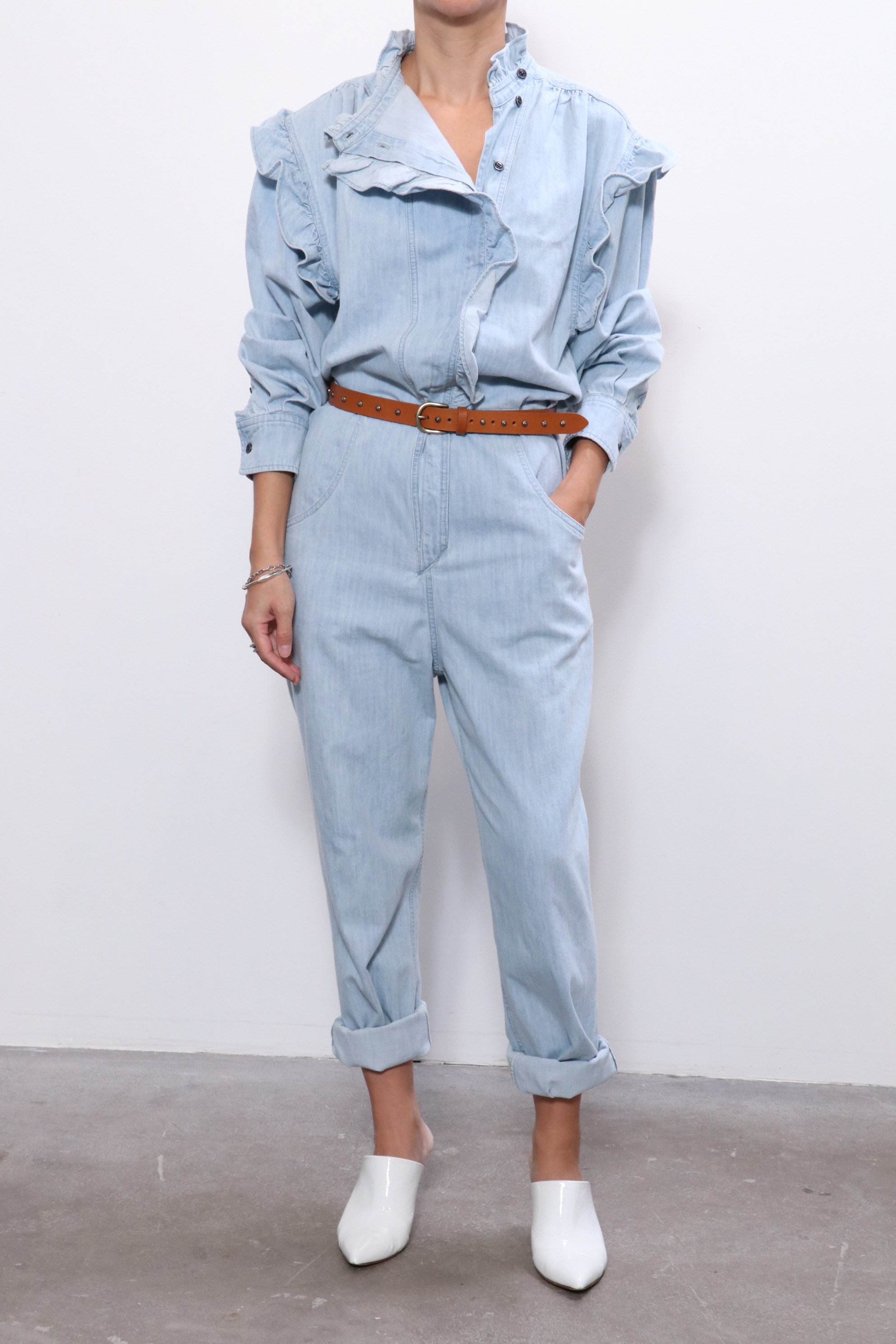オールインワン・サロペット ISABEL MARANT ETOILE Woman Jumpsuits Gnawed Blue Isabel Marant Etoile Gayle Overall - Light Blue | Garmentory