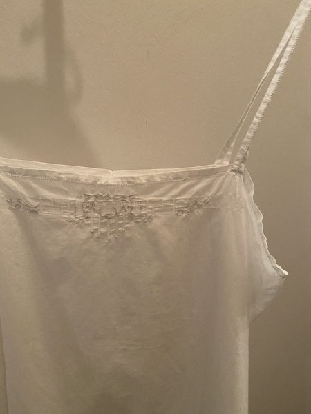 white vintage slip dress 60's White Slip Dress With Flower Upper Lace And Trim By Vassarette   Hamlets Vintage