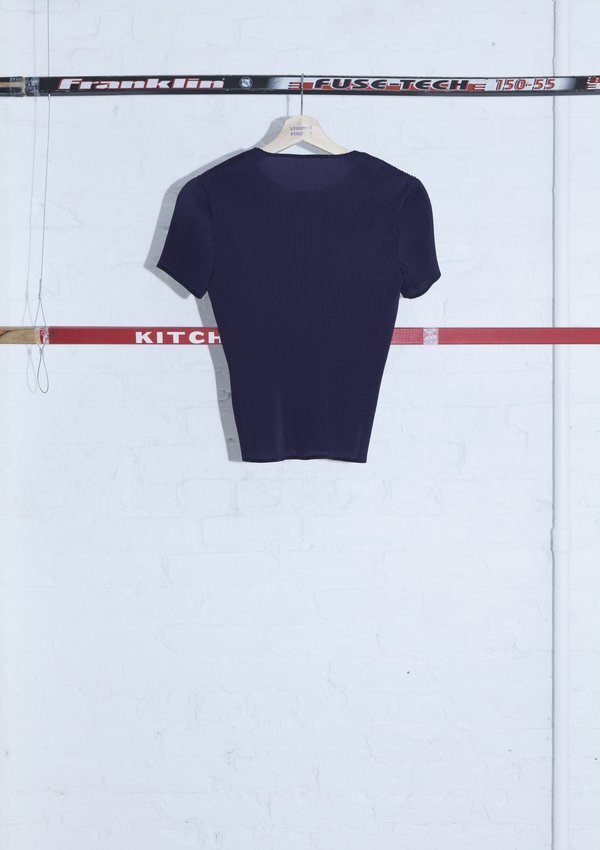 Issey Miyake Fete Pleated Short Sleeve T-Shirt - Purple | Garmentory