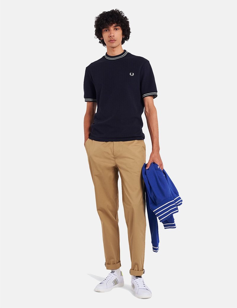 Fred Perry Reissues Crew Neck Pique T-Shirt - Navy Blue