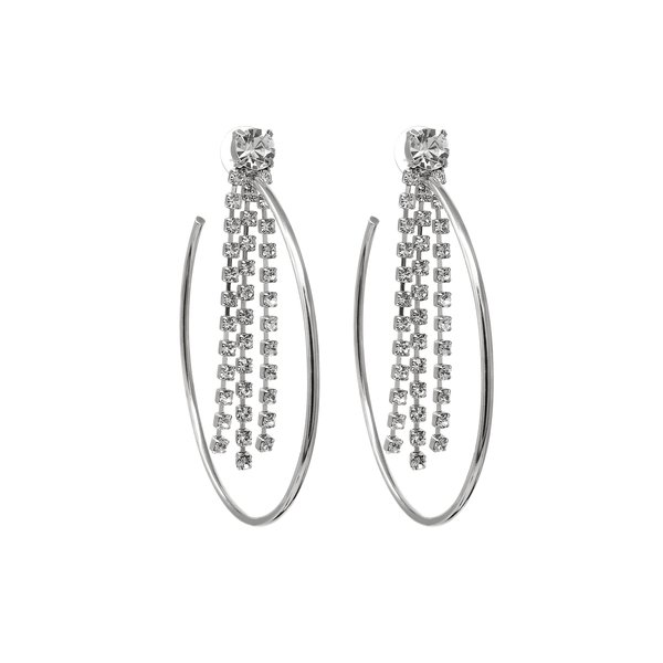 Joomi Lim Large Hoop Earrings with Fringe Crystals - Crystal Joomi Lim Large Hoop Earrings with Fringe Crystals - Crystal