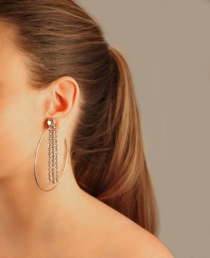 Joomi Lim Large Hoop Earrings with Fringe Crystals - Crystal Joomi Lim Large Hoop Earrings with Fringe Crystals - Crystal