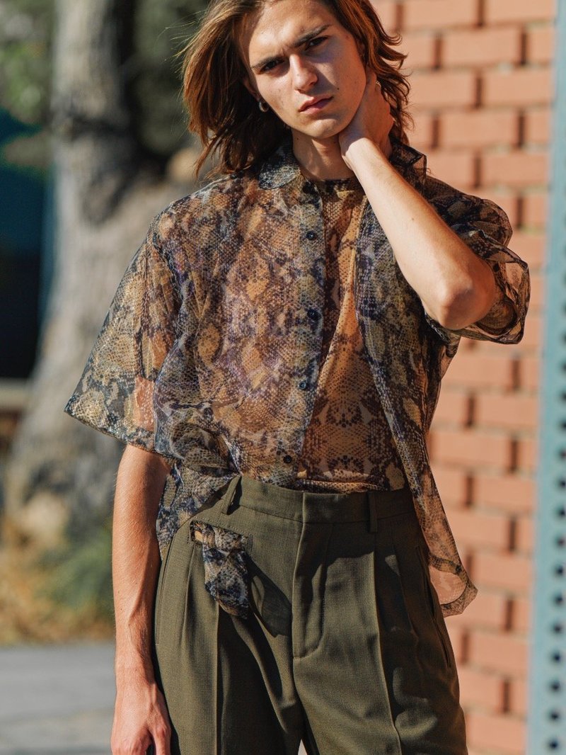 CMMN SWDN Dante Organza Boxy Shirt - Snake Print | Garmentory