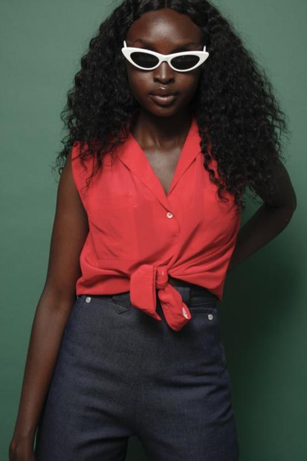 Tomato Red Silk Top