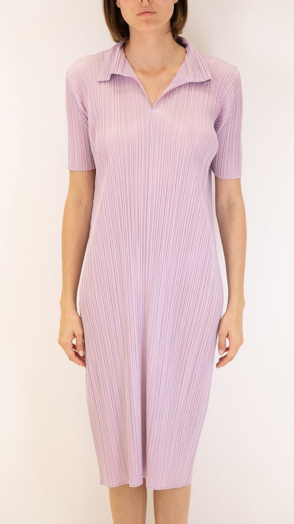 PLEATS PLEASE パープル チュニック Issey Miyake Pleats Please Dress with Collar - Lilac
