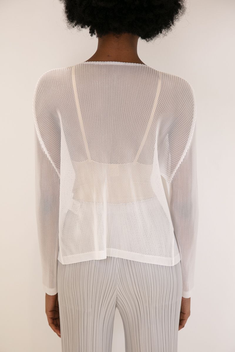 Issey Miyake Pleats Please Tatami Cardigan - White | Garmentory