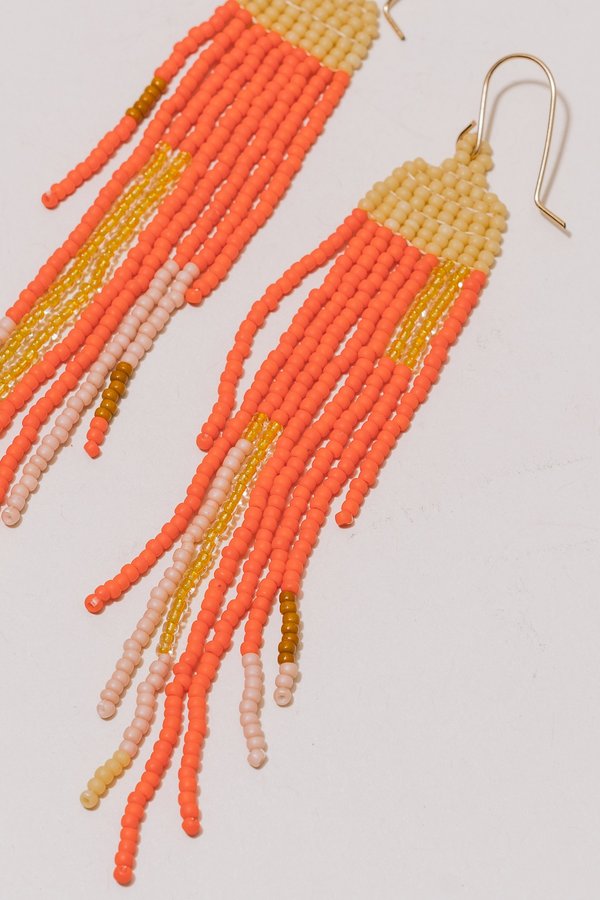 Lu in the Frey Fringes Earrings - Cream/Orange Lu in the Frey Fringes Earrings - Cream/Orange