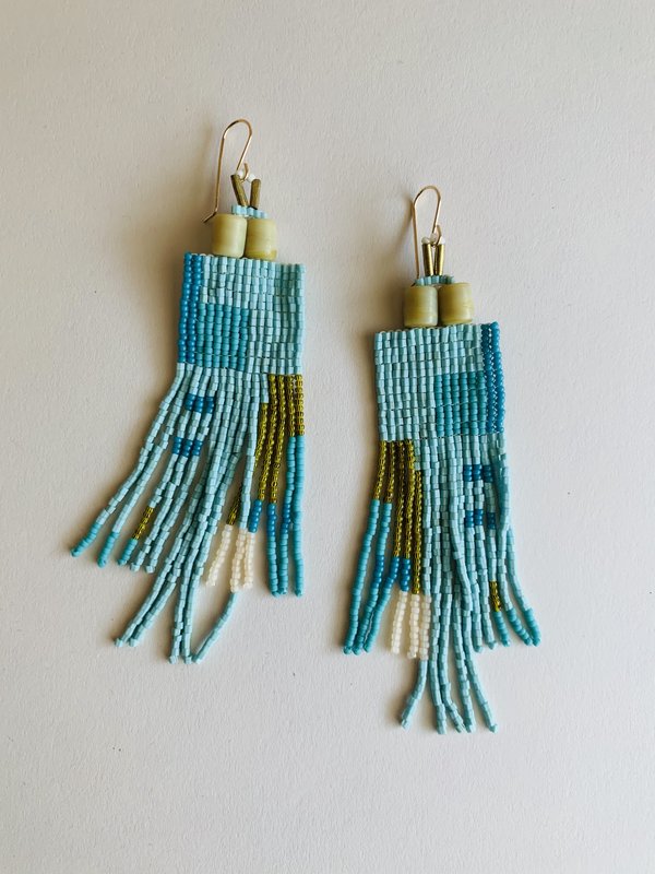 Lu in the Frey Square Fringe Earrings Lu in the Frey Square Fringe Earrings