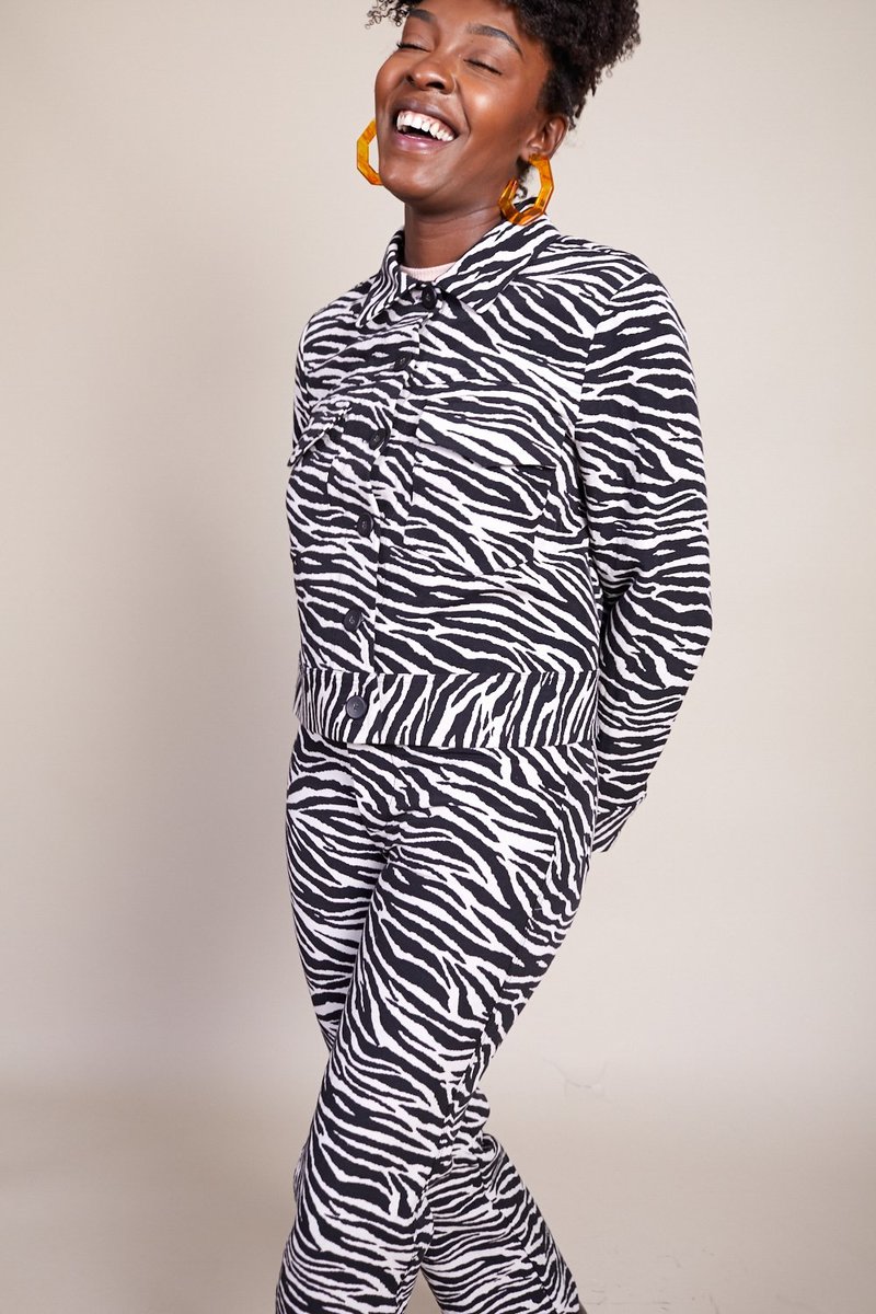 Straight Jacket Blue Zebra Jacket River Island Denim Jacket In