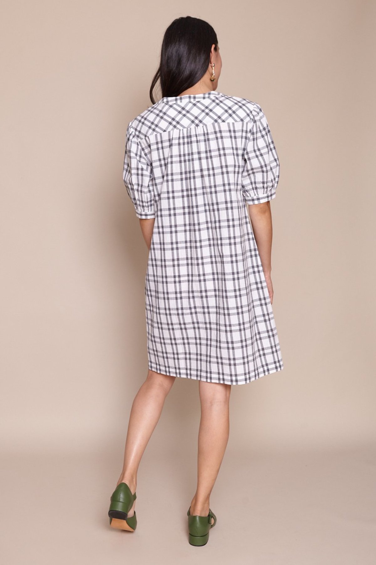 Puff Sleeve Shirt Dress in Grey - Image 5 of 5