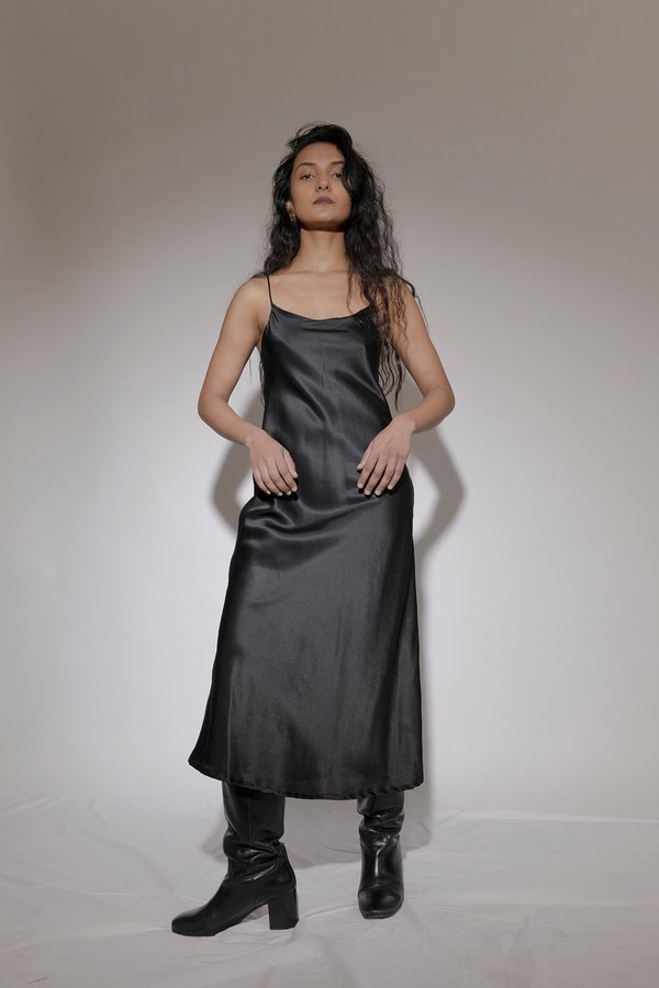 BEFORE MARCH Rosemary double lined satin slip - Black BEFORE MARCH Rosemary double lined satin slip - Black