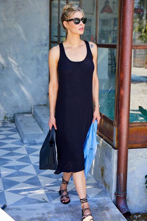 Felecite Racerback Gauze Dress - Carbon