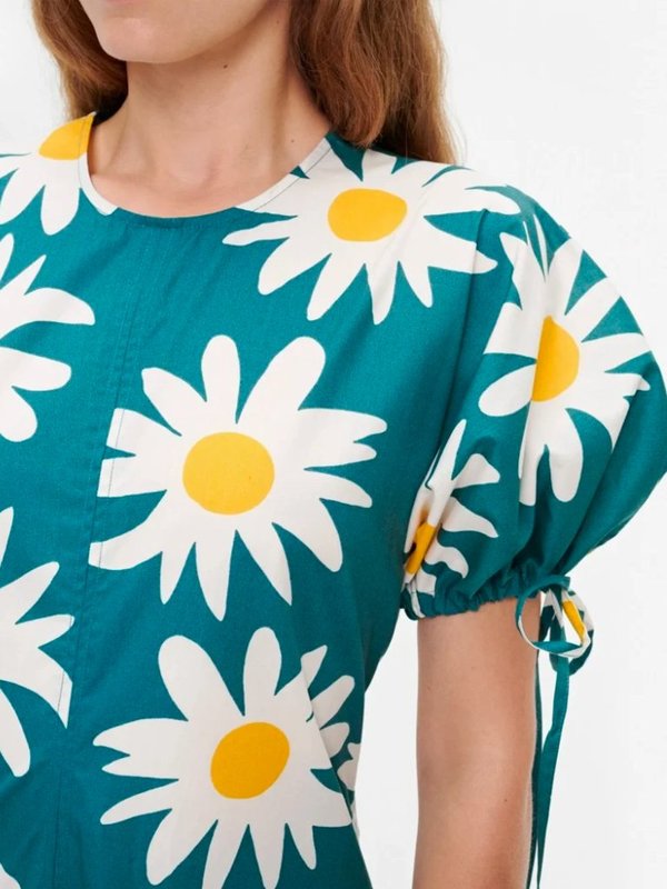 Marimekko Helakka Rakastaa Ei Rakasta Dress - Teal Floral | Garmentory