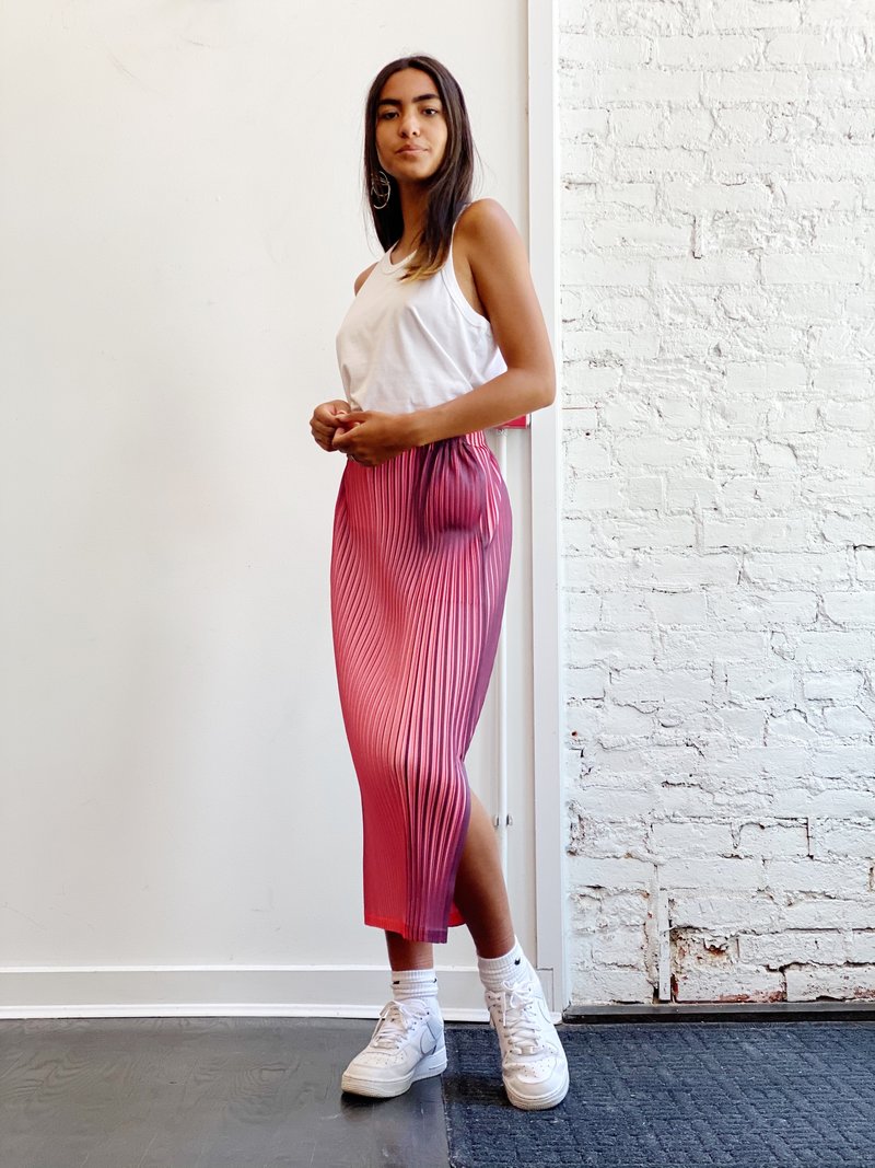 Issey Miyake Pleats Please Alt Bright Skirt - Pink Print