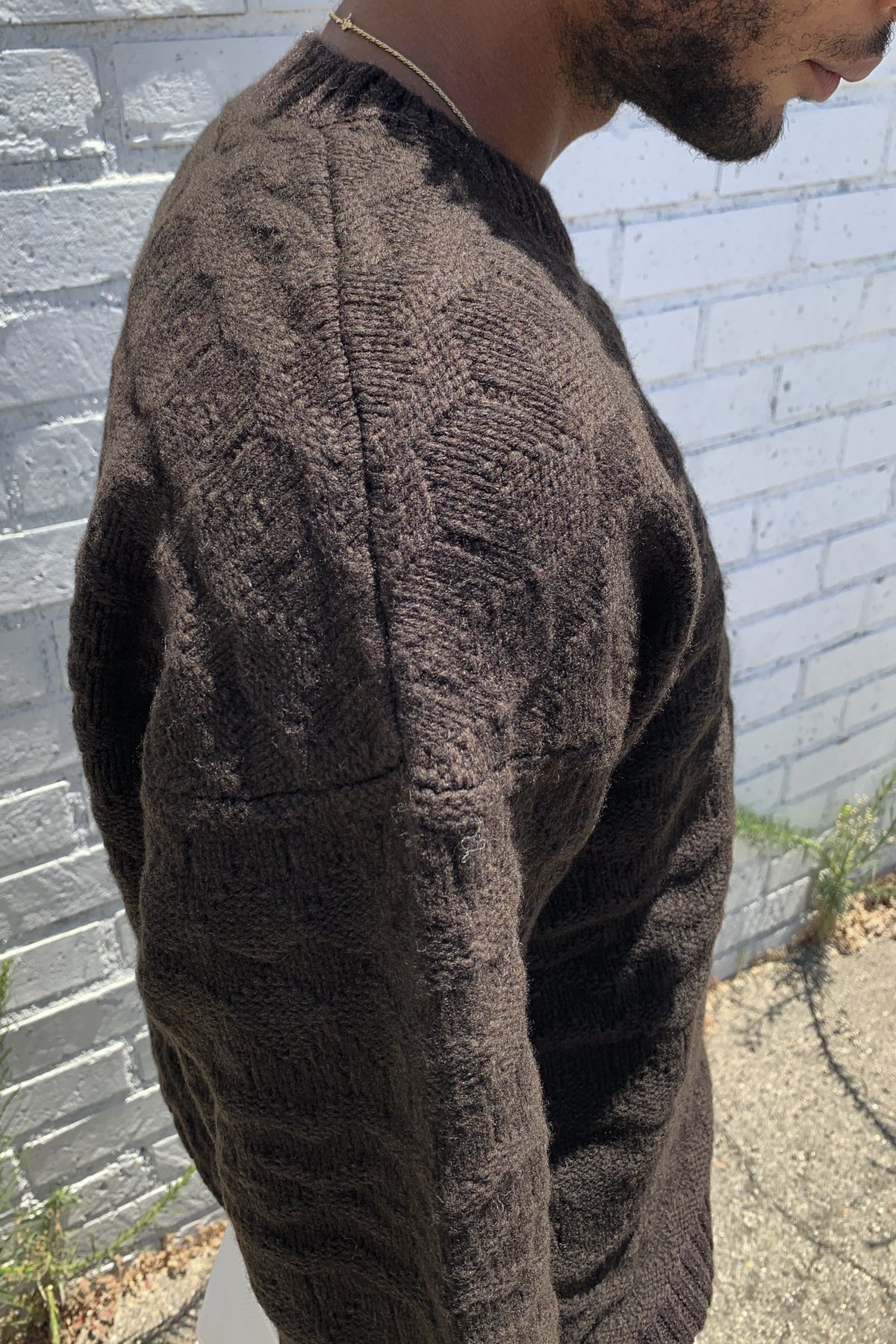 The Soloist. Crew Neck Fair Isle Sweater - Chocolate | Garmentory