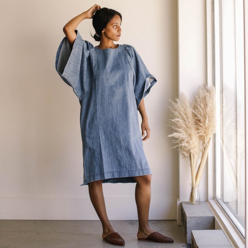 white christmas dresses FADED SELVEDGE LIGHT DENIM DRESS – COVERCHORD