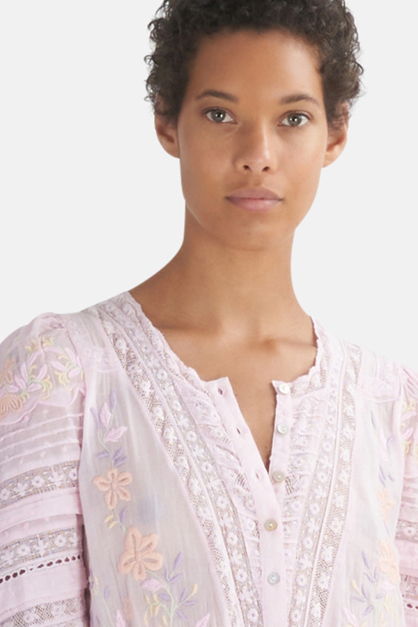 loveshackfancy quincy dress pink Loveshackfancy Embroidered Quincy Dress In White