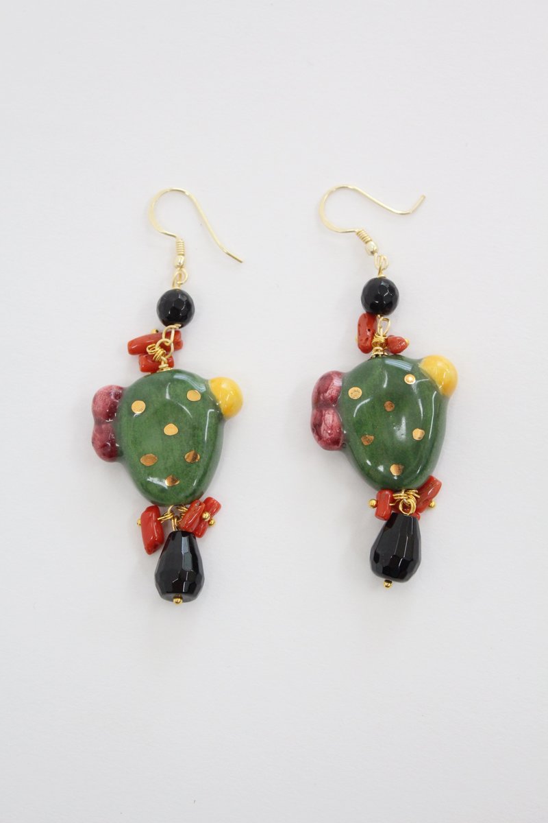Beklina Italian Hand Painted Ceramic Earrings - Cactus Beklina Italian Hand Painted Ceramic Earrings - Cactus