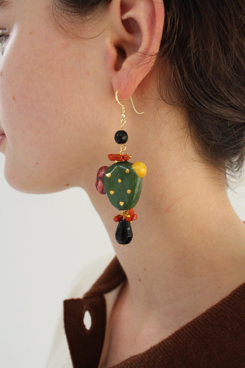 Beklina Italian Hand Painted Ceramic Earrings - Cactus Beklina Italian Hand Painted Ceramic Earrings - Cactus