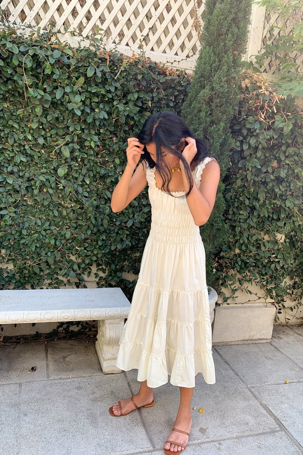 Lisa Says Gah Cotton Satin Agatha Midi Dress - Ivory