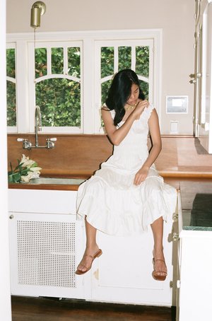 Lisa Says Gah Cotton Satin Agatha Midi Dress - Ivory Lisa Says Gah Cotton Satin Agatha Midi Dress - Ivory