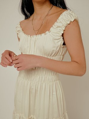 Lisa Says Gah Cotton Satin Agatha Midi Dress - Ivory Lisa Says Gah Cotton Satin Agatha Midi Dress - Ivory