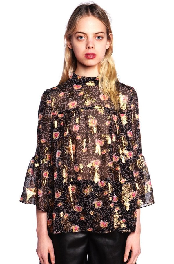 Anna Sui Gotham Roses Top - Black Multi