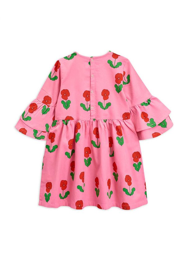 ワンピース Mini Rodini Roses Puff Sleeve Dress Pink kids Mini Rodini VIOLAS FLARED SLEEVE DRESS - PINK | Garmentory