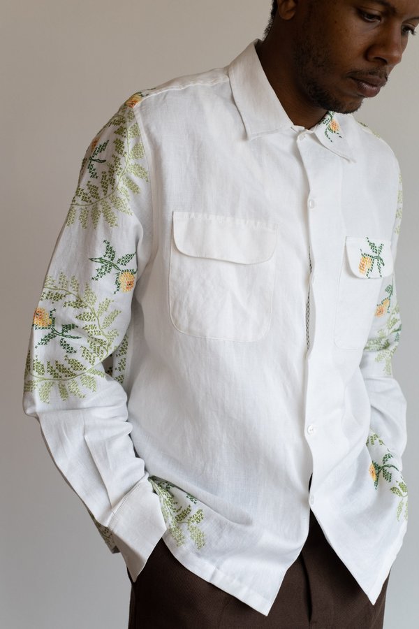 BODE CROSS STITCH HAVANA SHIRT - WHITE BODE CROSS STITCH HAVANA SHIRT - WHITE