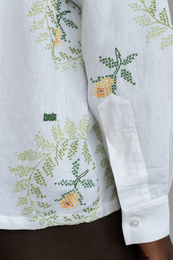 BODE CROSS STITCH HAVANA SHIRT - WHITE BODE CROSS STITCH HAVANA SHIRT - WHITE