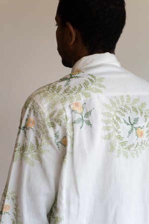 BODE CROSS STITCH HAVANA SHIRT - WHITE BODE CROSS STITCH HAVANA SHIRT - WHITE