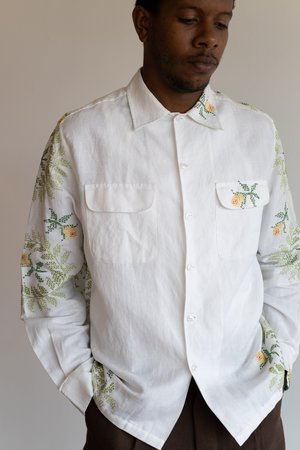 BODE CROSS STITCH HAVANA SHIRT - WHITE BODE CROSS STITCH HAVANA SHIRT - WHITE
