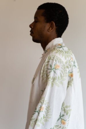 BODE CROSS STITCH HAVANA SHIRT - WHITE BODE CROSS STITCH HAVANA SHIRT - WHITE