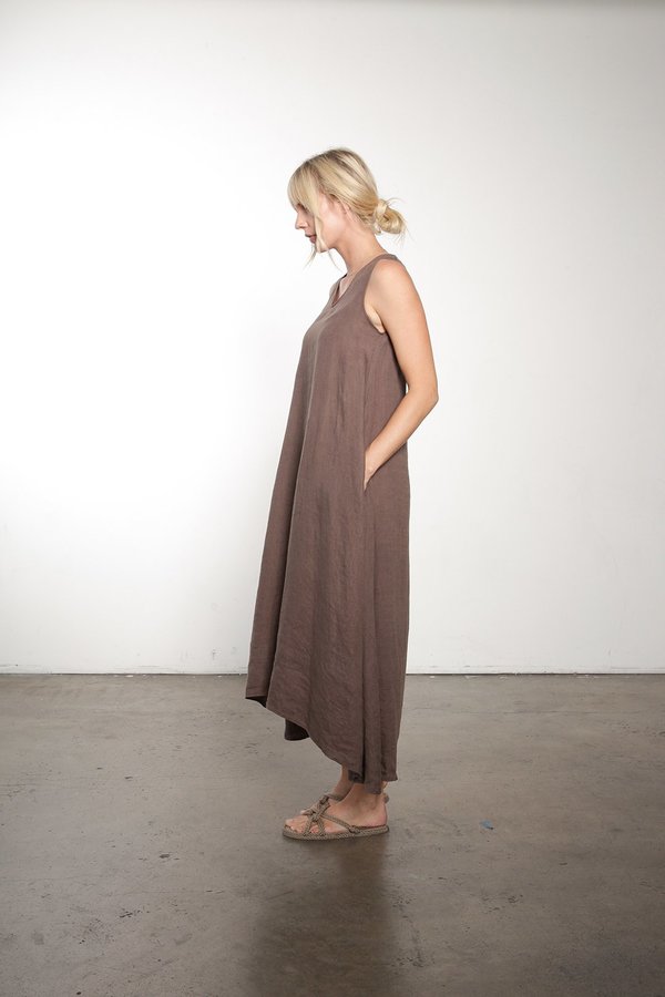 chinese dress ladies Canyon Linen Midi Dress Black / L main image 0