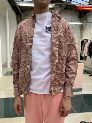 Martine Rose Donna Classic Crinkled Shirt - Orange Check Martine Rose Donna Classic Crinkled Shirt - Orange Check