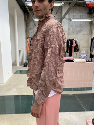 Martine Rose Donna Classic Crinkled Shirt - Orange Check Martine Rose Donna Classic Crinkled Shirt - Orange Check