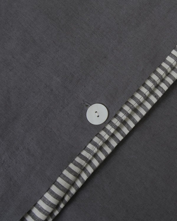 Sunday Morning Marcel Linen Duvet Set - Storm/Storm Stripe Sunday Morning Marcel Linen Duvet Set - Storm/Storm Stripe