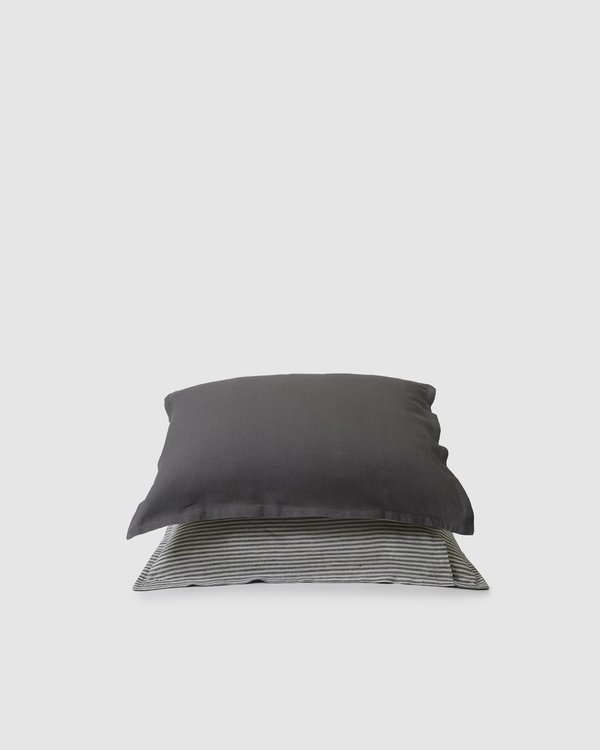 Sunday Morning Marcel Linen Duvet Set - Storm/Storm Stripe Sunday Morning Marcel Linen Duvet Set - Storm/Storm Stripe