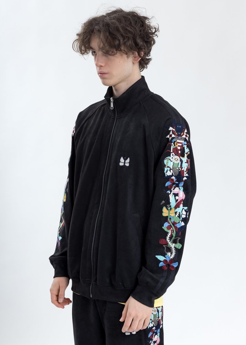 Doublet Chaos Embroidery Suede Track Jacket - Black | Garmentory