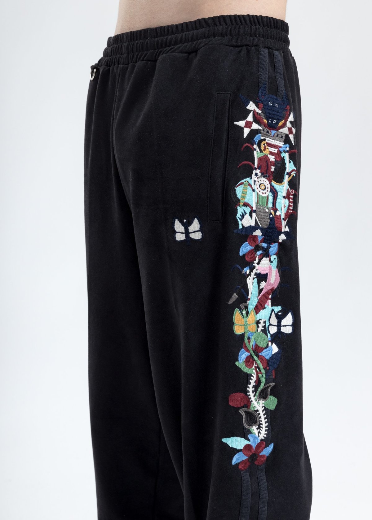 Doublet CHAOS EMBROIDERY SUEDE TRACK PANTS
