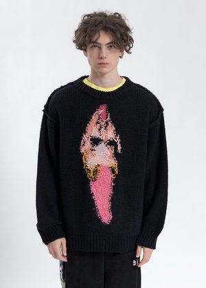 トップス doublet lame knit pullover Doublet Hand-Knitting Jacquard Pullover - Black | Garmentory