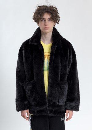 Doublet Hand-Painted Fur Jacket - Black | Garmentory