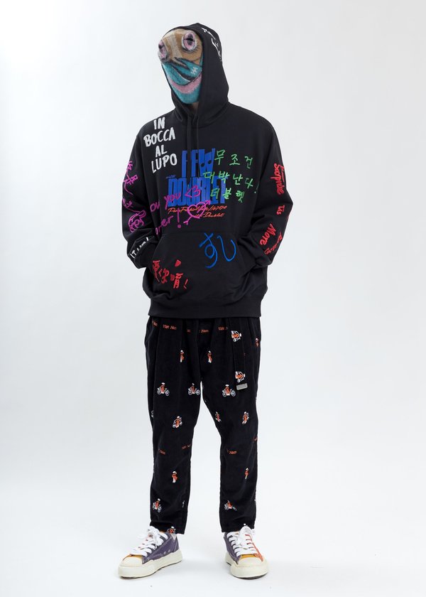 Doublet Message Embroidery Hoodie - Black Doublet Message Embroidery Hoodie - Black