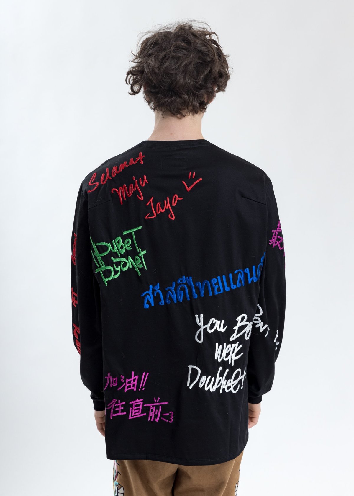 トップス doublet MESSAGE EMBROIDERY LONG SLEEVE Black-Message-Embroidery-Long-
